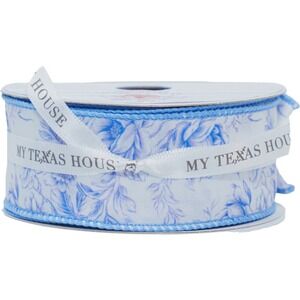 My Texas House Blue Floral Ribbon 18ft Toile Americana Decor